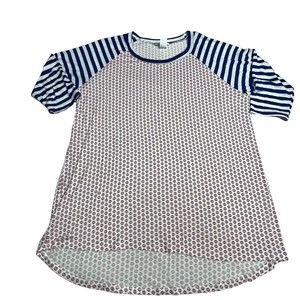 Honey & Lace 3/4 sleeve Top Red, Blue and White